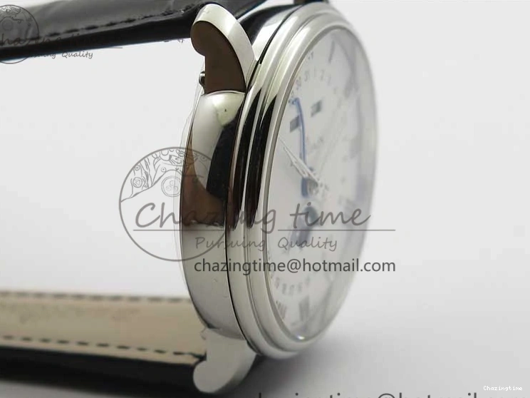 0311 MultiPurpose Villeret 6654 SS Complicated Function OMF 1:1 Best Edition White Dial on Black Leather Strap A6654 V 7901